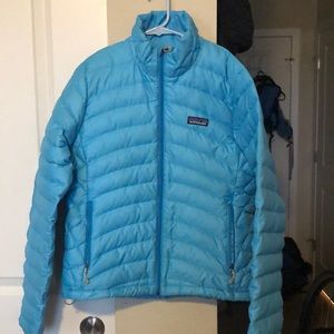 Patagonia women’s small light blue down jacket